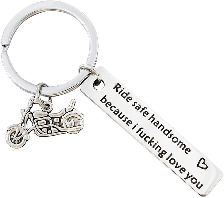 Meiligo Biker Keychain Motorcycle Keychain Ride Safe Keychain New Driver Gift for Couple Lovers