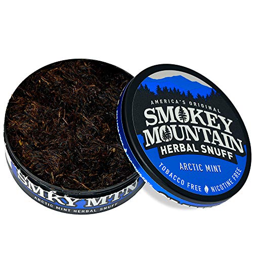 SMOKEY MOUNTAIN Herbal Long Cut Artic Mint 1 Can - Tobacco Free and Nicotine Free Snuff