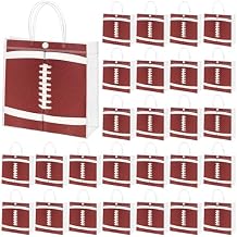 MIMIND 30 Pieces Football Gift Bags with Handles Football Party Favors Snack Treat Bags, Clear PVC Bags 8 x 8 x 3.15 Inch Gift Wrap Tote Bags for Sport Theme Birthday Party Supplies