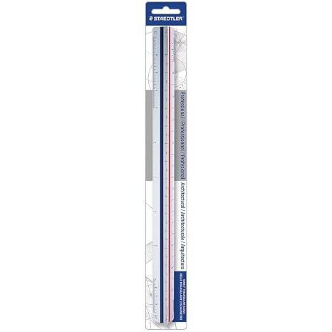 STAEDTLER Architectural Triangular Scale, 12in Scale Ruler with 6 Different Scales, Color-Coded Grooves, Die-Engraved Graduations