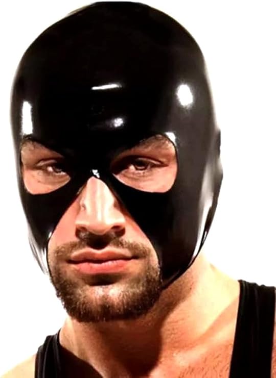 Latex Hood Mask Black Rubber Hood with Big Eyes and Chin Open Latex Mask