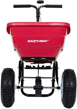 EarthWay F80 80lb Commercial Broadcast Spreader, Lawn Aerator, Fertilizer Spreader - for Homeowners, Lawn Care with Removable Standard Output Tray, Pneumatic Tires, Rustproof Poly Rims & Hopper