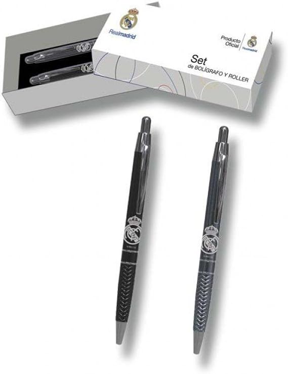 Real Madrid CF Metal Ballpoint Pen and Rollerball Set, Official Product (CyP Brands)