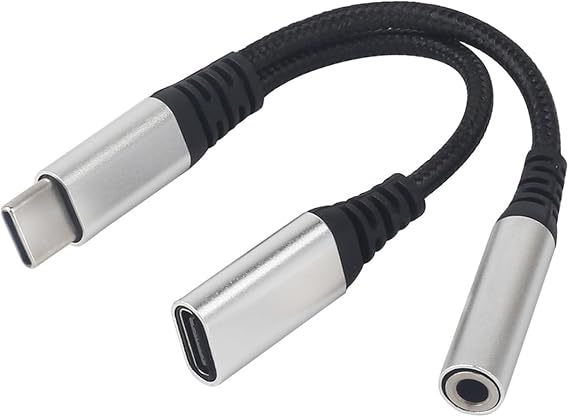 3. Type C - 3.5mm 充電アダプター HiFi & 高速編組ケーブルは、USB C ヘッドフォンアダプターを使用します。
