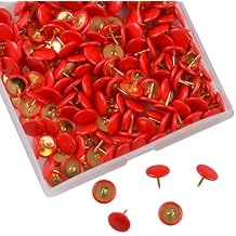 200PCS Thumb Tacks Flat Push Pins Wall Tacks Round Head Thumbtack (Red+Gold)