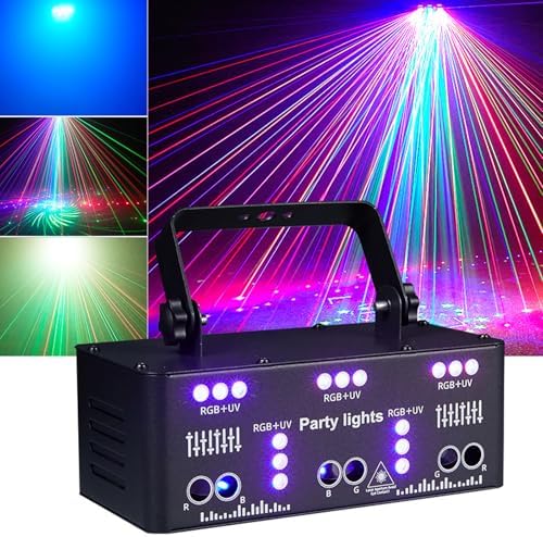 21-Eyes RGB Laser & UV LED Strobe Party Light Sound Activated DMX512 DJ Stage Lighting for Parties, Clubs & Weddings