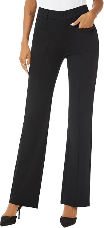 iChosy Women's High Waist Stretchy Bootcut Dress Work Slacks Pants with Pockets