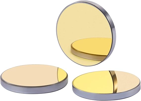 OMTech Laser Cutting Mirror Set, 20mm Gold Coated Silicon Replacement Mirrors for CO2 Laser Engraving Machines, 3mm High Transmittance Si Mirrors for 30W to 200W Laser Engravers, Set of 3