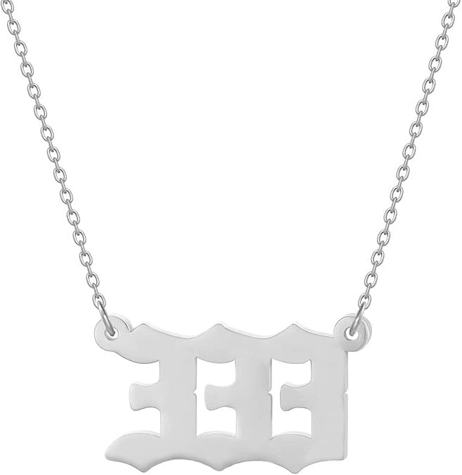 Angel Numbers Necklaces,Women Girls Dainty Gold Silver 111 1111 222 333 444 555 666 777 888 8888 999 Pendant Necklace Spiritual Numerology Jewelry