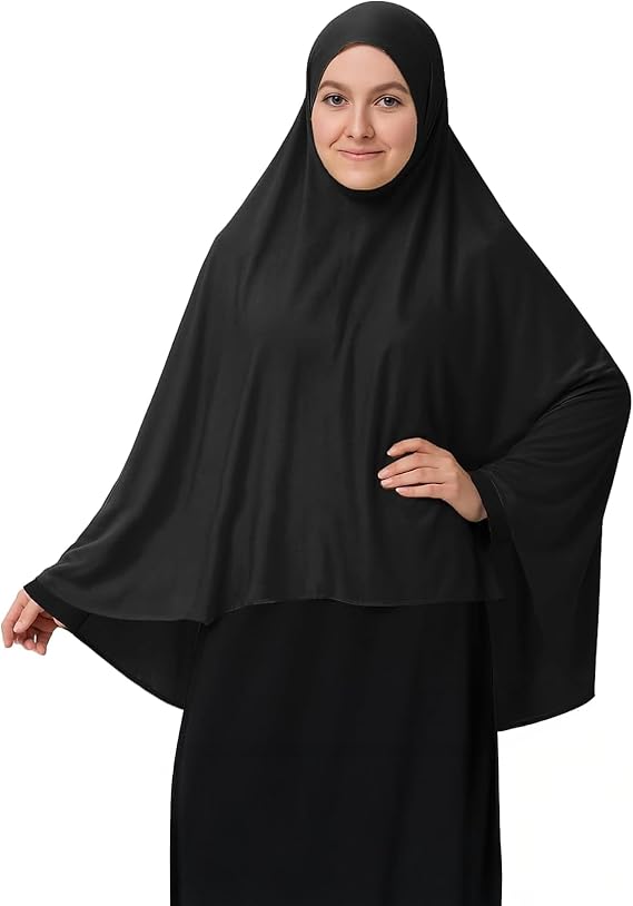 Womens Islamic Long Khimar Hijab, Ladies Soft Muslim Ehram Ihram Overhead Pull-On Top Scarf Jilbab Abaya Burqa Prayer Dress For Home, Office, Madrassa, Umrah, Hajj, Ramadan, Eid, Gift
