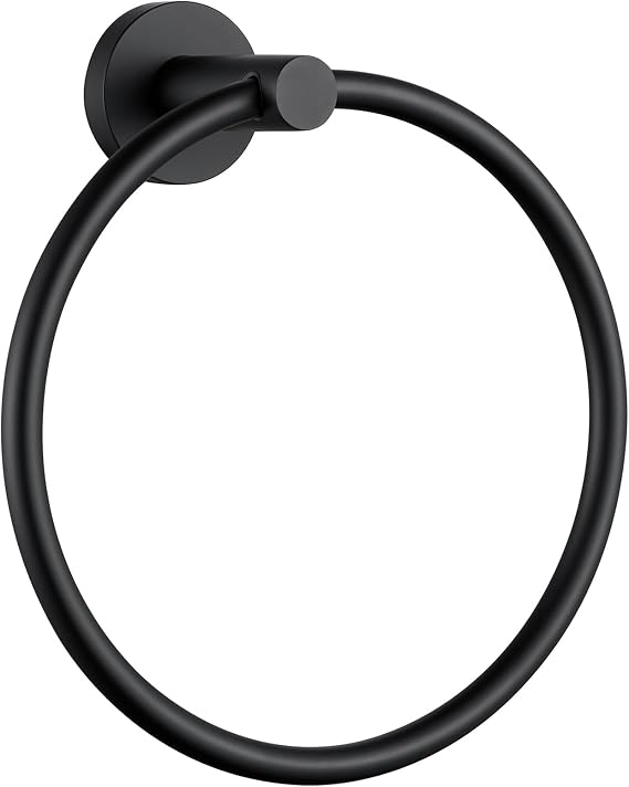 Towel Ring Matte Black, Angle Simple Stainless Steel Bathroom Hand Towel Rack, Wall Mounted Face Towel Holder