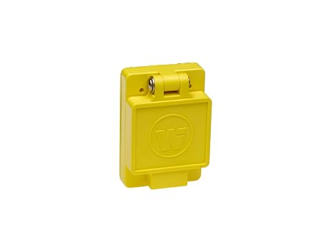 Woodhead 66W83 Watertite Wet Location Locking Blade Receptacle, 3-Phase, Single Flip Lid, Male, 5 Wires, 4 Poles, NEMA L23-20 Configuration, Yellow, 20A Current, 347/600V Voltage