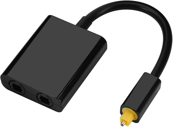 Digital Optical Audio Cable, 1 in 2 Out Dual Port Digital Optical Audio Splitter Adapter Audio Cable Digital Optical Fiber(Black)
