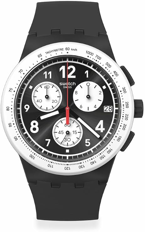 Swatch Chrono 42 Unisex Watch Dress Stainless Steel Black Automatic Waterproof Nothing Basic About Black