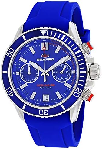 Seapro Mens SP0332 Scuba Dragon Analog Display Quartz Blue Watch