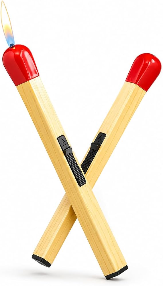 Giant Matchstick Lighter 2 Pack Refillable Butane Match Stick | Novelty Giant Matchstick Lighter 2 Pack. Refillable Butane With Long Reach Handle For Candles And BBQ