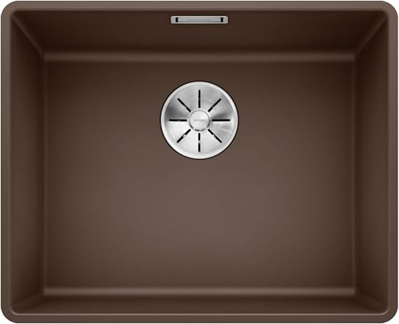 BLANCO SUBLINE 500-F | SILGRANIT Sink in café | Installation Type: flushmount Installation | for 60 cm Wide Base cabinets | Spacious Bowl Volume | Easy-Care Surface | [52.7x42.7x20.2 cm]