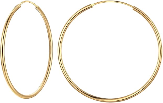 Silvora 925 Sterling Silver Hoop Earrings, Hypoallergenic Polished Big Hoops 18K Gold Jewelry Gifts for Women 20mm/30mm/50mm/70mm with Delicate Packaging
