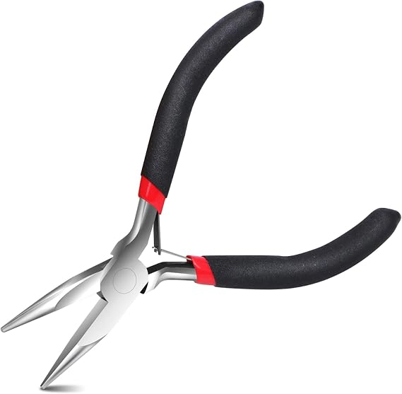 Black Needle Nose Pliers 4.5 Inch Long Nose Pliers with Comfort Grip for Jewelry Making, Handmade Craft, Wire Wrapping