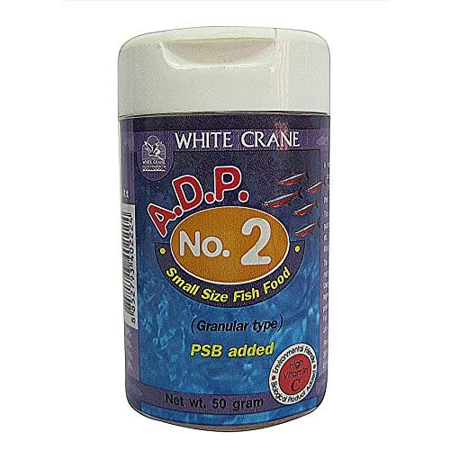 A.D.P. No.2 Powder-Type, Tropical Fish Food Floating Micro Pellets for Fry & Small Fish - Special High Protein 60% - 50 Gram, Promotes Fast Growth & Color Enhancement