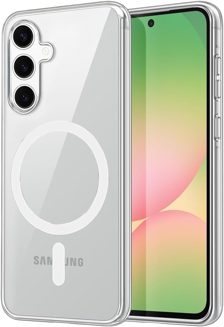 Coverzone Samsung Galaxy A55 5G ile uyumlu Şeffaf Kılıf MagSafe Uyumlu Güçlü Mıknatıslı Wireless Şarj Destekli Crystal Clear İnce Sert Arka Kapak Kamera Lens Korumalı Darbe Emici Kılıf
