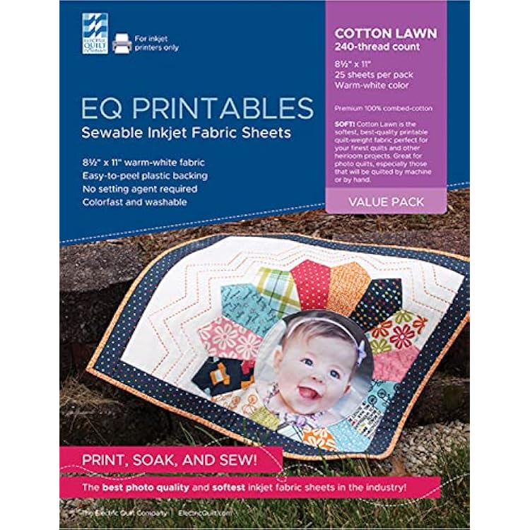 EQ Printables: 25 Inkjet Cotton Lawn Fabric Sheets