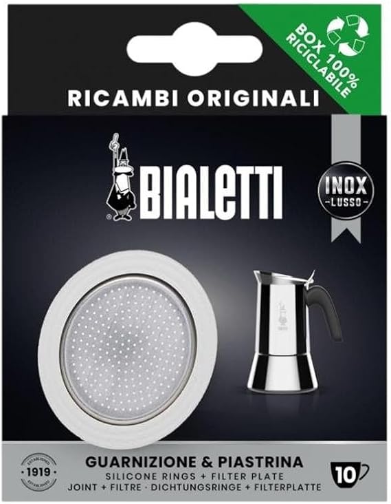 Bialetti 800413 Ricambi, Includes 1 Gasket and 1 Plate, Compatible with Venus, Kitty, Musa and Class (10 Cups)
