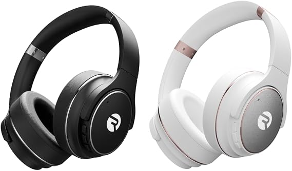 Raycon Everyday Wireless Bluetooth Over Ear 2x Headphones Bundle (Black & Rose Gold) - Active Noise Cancelling, Awareness Mode and Built in Microphone, IPX 4 Water Resistance, 38 Hours of Battery Life