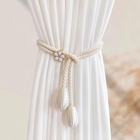 Simple curtain tie adjustable rope veil curtain gathering storage tie rope curtain buckle,2 pcs (Style a)