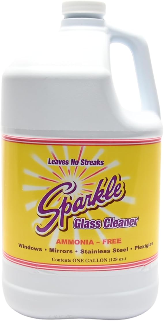 Sparkle Glass Cleaner Refill 1 Gallon (128 Fl Oz) Ammonia-Free Heavy Duty Streak-Free Formula for Windows, Mirrors & Glass (Pack of 1)