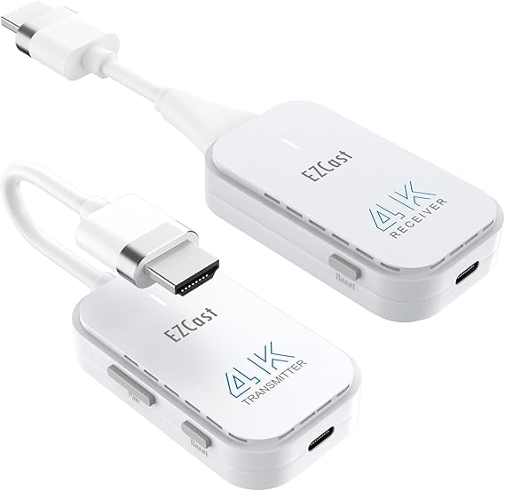 EZCast Wireless HDMI Transmitter & Receiver, 4K 30Hz, Works with All TVs (Smart & Non-Smart), Screen Mirroring & Extending for Laptop/PC/PS5, 30m Range