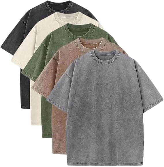 Men Oversized Gym Loose Fit Tshirt Heavy Cotton Acid Wash Vintage Unisex Workout T Shirts