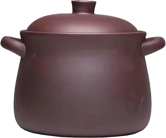 Chinese Ceramic Cooking Pot, Zisha Unglazed Earthen Pot, Heat-Resistant Clay Pot Chinese Earthenware Cooking Pot for Baking Grill Stovetop Stewing Induction
