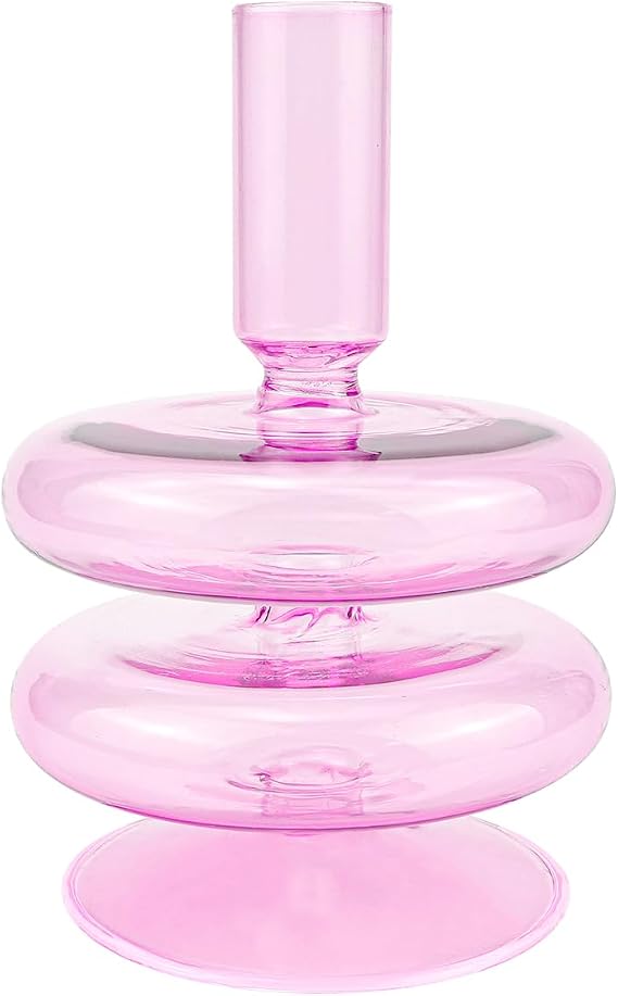 Glass Taper Candle Holder Elegant Glass Pillar Candle Vase for Dining Table Centerpieces, Weddings, and Churches