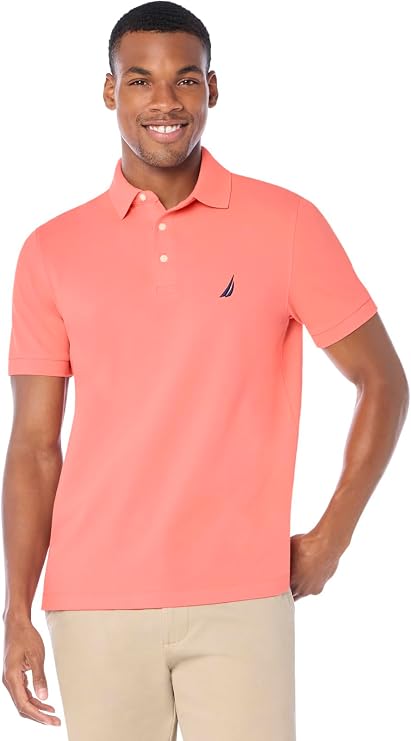 Nautica Men's Short Sleeve Solid Stretch Cotton Pique Polo Shirt Polo Shirt