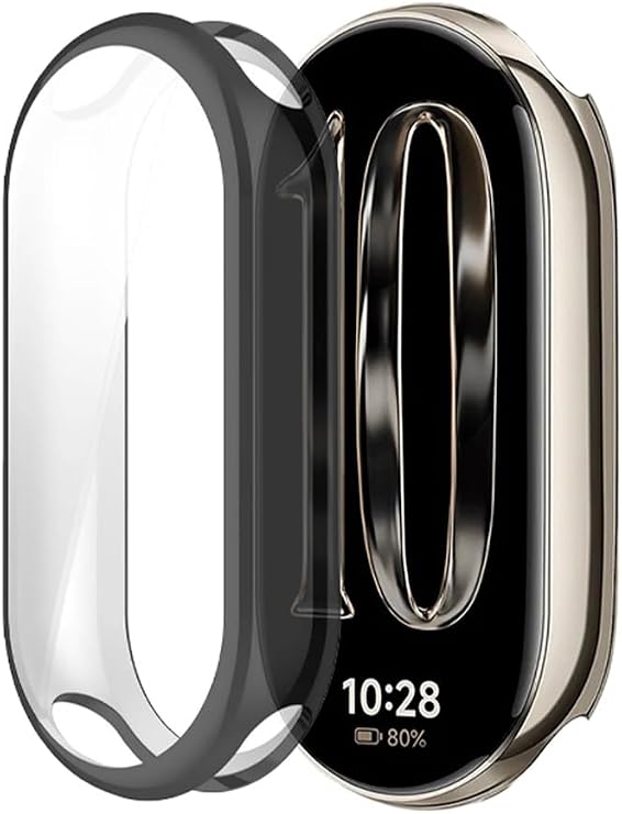 Xiaomi Smart Band 10 (Mi Band 10) ile Uyumlu Kasa Ve Ekran Koruyucu 360 Tam Koruma Silikon Kılıf (Siyah)