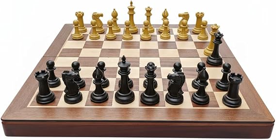 18 Inch Folding Large Chess Set with High Polymer Weighted Standard Chess Pieces for Family Vintage Board Games Chess Set for Adults and Kids Chess Enthusiasts