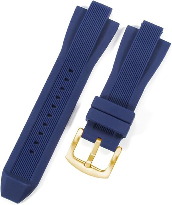 Watch Straps - Compatible with Michael Kors, Soft Silicone Rubber Replacement Wrist Strap for Michael MK8152 MK8356 MK8184 Watch Bands (Dark Blue+Gold Buckle)