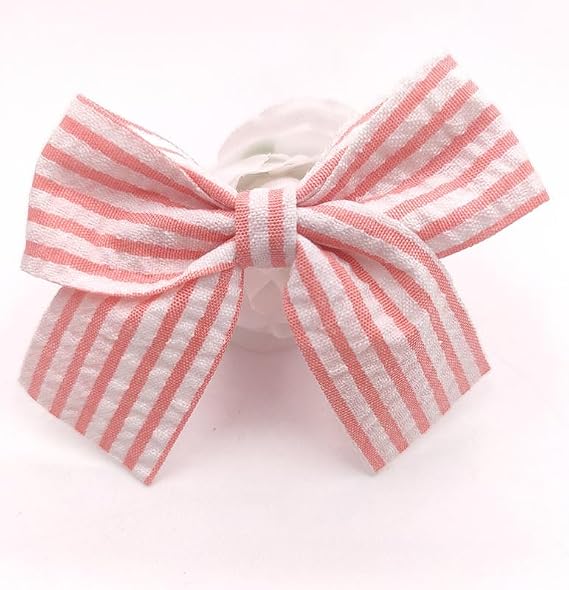 20 Pcs Striped Fabric Bows, 7 cm Bowknot for Crafts, Sewing, Hair Clip Making, Clothing Accessories