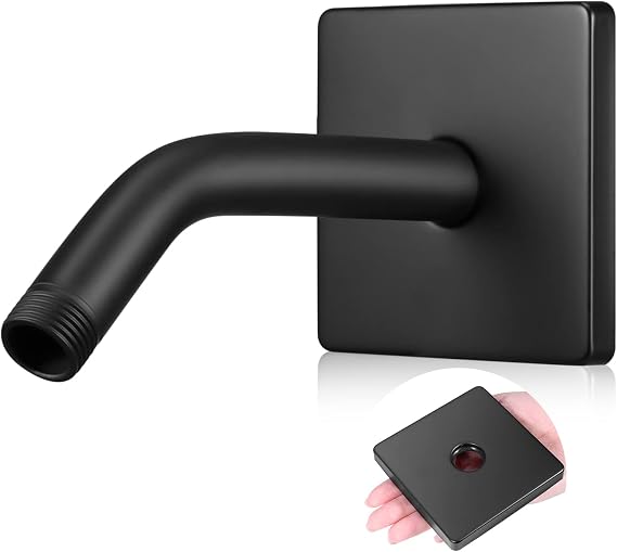 Lounsweer Shower Extension Arm 3.5in,Black,Arm Wall-mounted | Wall Mount Replacement with Square Flange, Extends Reach, 1/2in NPT Thread, Matte Finish, Covers Old Holes Easily