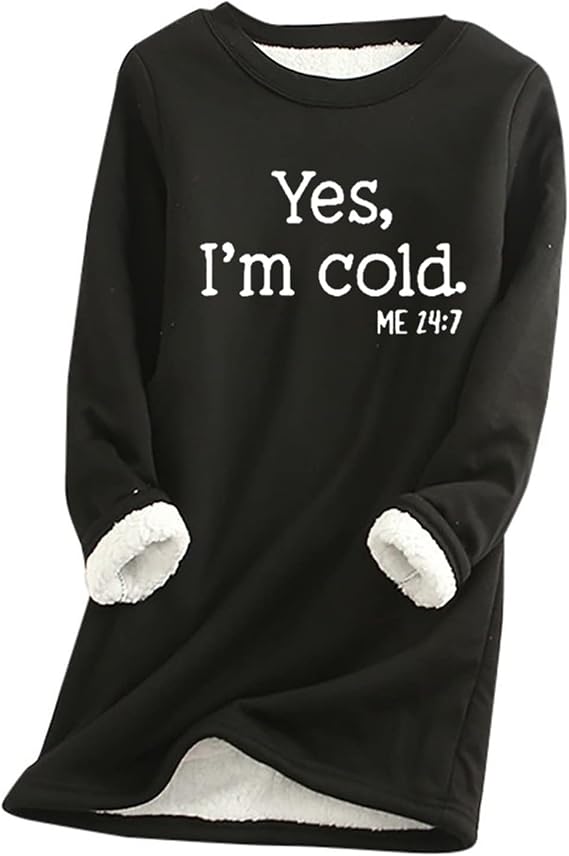 Womens Sherpa Lined Sweatshirts Fleece Pullover Tops Long Sleeve Crewneck Sweatshirt Thermal Loungewear Winter Clothes