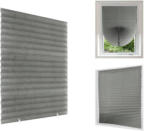 Maritown No Drill Temporary Blinds for Windows Stick on Pleated Shades