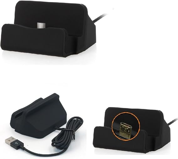 K-S-Trade Dockingstation For Nokia G11 Plus Docking Station Compatible With Nokia G11 Plus Micro USB Desktop Dock Charger Charging Stand Cradle Black 1x