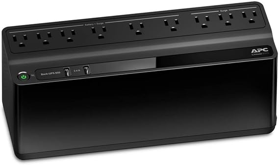 APC UPS 850VA/450W UPS Battery Backup & Surge Protector for PC, Router, NAS | Back-UPS UPS battery backup for home office electronics 35-min runtime, surge protection, dual USB-A charging port