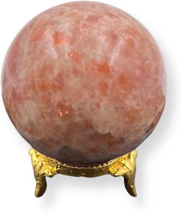 Wholesale Gem Shop Natural Quartz Sunstone 40-45 mm Ball Sphere Gemstone A+ Hand Carved Crystal Altar Healing Devotional Focus Spiritual Chakra Cleansing Metaphysical Gift Men Women