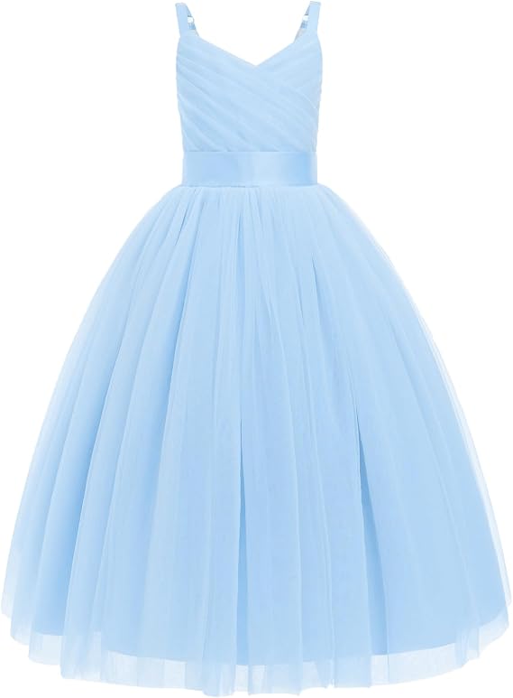 IBTOM CASTLE Flower Girls Dress Wedding Spaghetti Strap Princess Ball Gown