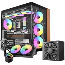 RAIDMAX Infinita Series I610 Dual Chamber ATX Gaming Case, Pre-Install Fans, 270 Seemless O11 Tempered Glass, Supports Up to 400mm GPU(Wood Included 700W Power and 240mm Liquid Cooler)