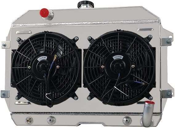 All Aluminum 3 Row Radiator for 1970-1974 Nissan Datsun 240Z 260Z 2.4/2.6L 1971 1972 1973, Aluminum Radiator with Shroud Fan Relay Kit