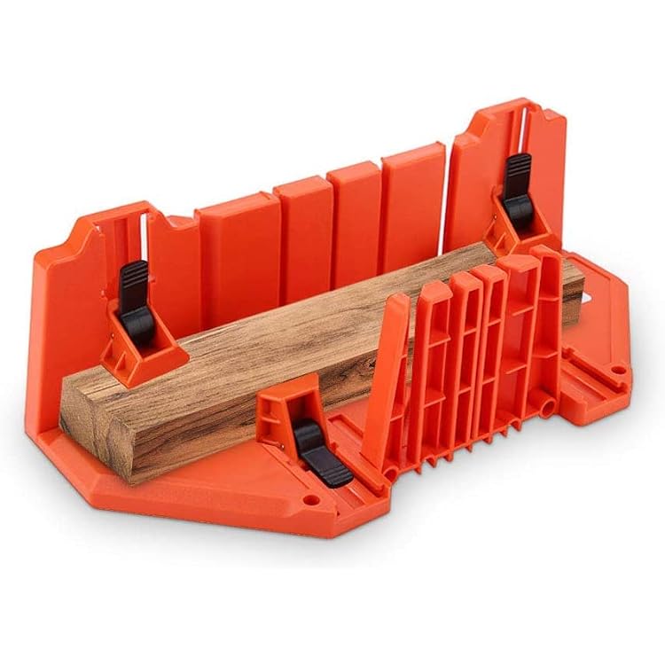 Miter Box, Woodworking Clamping Mitre Saw Box Precision Hand Mitre Box with 22.5 45 90 0 4 Angle Slot Types and Double Sided Teeth for Accurate Cutting, 14 x 4.3 x 5.9inch