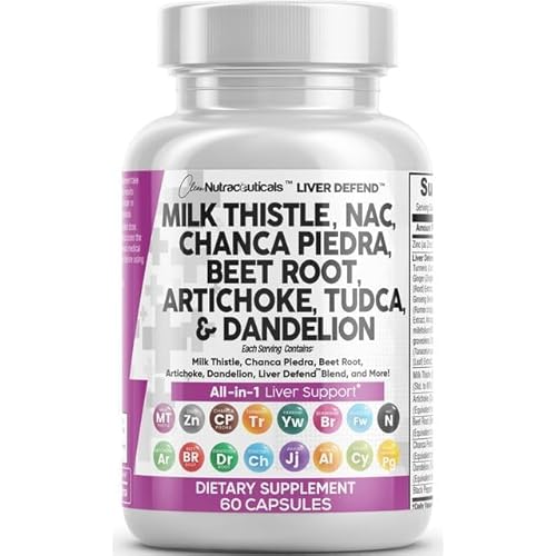 Clean Nutraceuticals Milk Thistle NAC Chanca Piedra Beet Root Artichoke Dandelion Root - Liver Cleanse Detox & Repair Supplement Plus TUDCA Choline & Ginger 60 Count